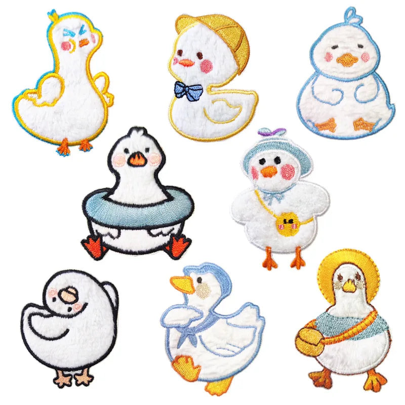 Cartoon Animal Duck Plush Self-adhesive Embroidery Animal Duck Patches