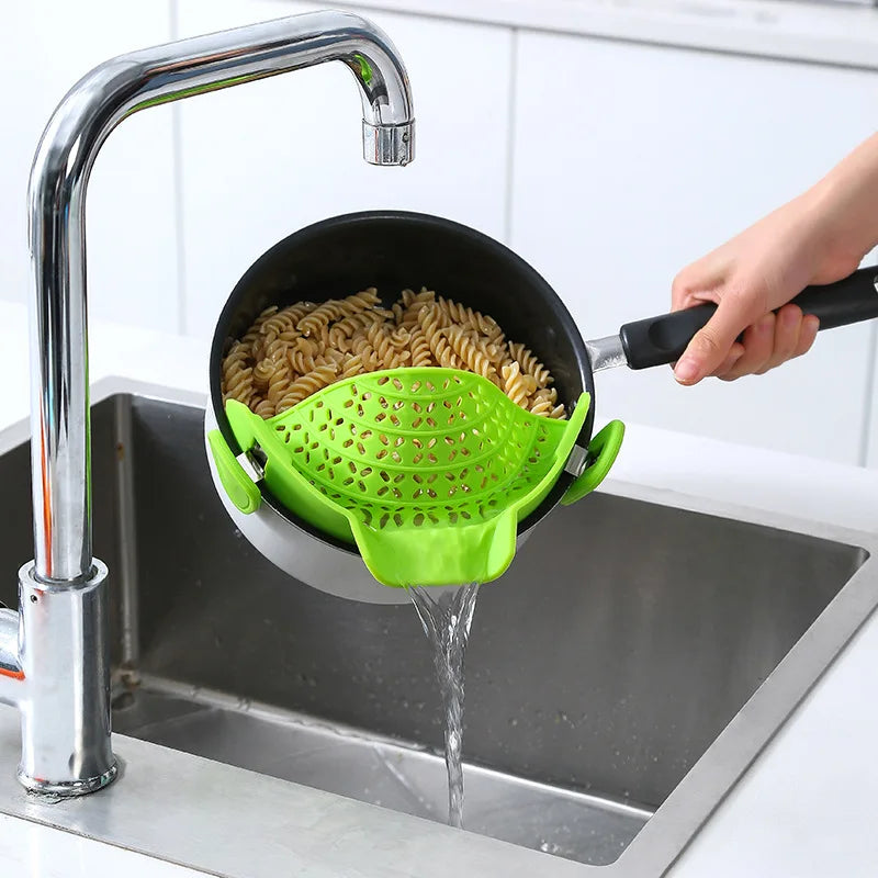 Factory Price Pot Strainer and Pasta Strainer Adjustable Silicone Clip on Strainer