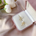 Ladies Jewelry Fashion S925 Women Bow Pearls Stud Earrings