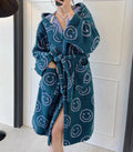 Oeko Tex 100 Long Mens Dressing Gown Luxury Bathrobe Soft Absorbent Stripe Cotton Terry Robe With Hood