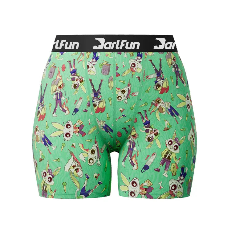 2026 Custom Logo Women's Fitness Breathable Quick Dry Spandex/Polyester Cartoon Pattern Boyshorts Boxers Sports Shorts