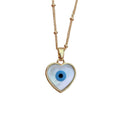 Wholesale Blue Love Heart Evil Eye Necklaces for Women 2021 Gold Plated Chain MOP Pearl Shell Pendant Necklace Ladies Jewelry
