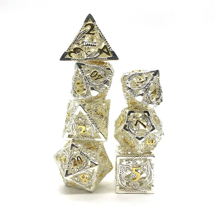 Wholesale Hollow RPG Metal Dice Set D&D Board Game Cards Polyhedral Copper Material