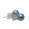 Certified 7-8Mm Perfect Circle Real Linen Sea Pearls Stud Earrings 18K Gold Basic Style Earrings Blue Rose Silver Gray Blue