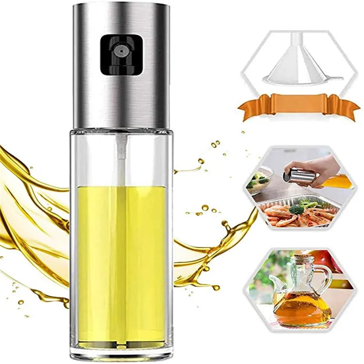 2022 100ml Stainless Steel Glass Empty Bottle Refillable Pressure Mister for Cooking Olive Oil Sprayer Made of Metal