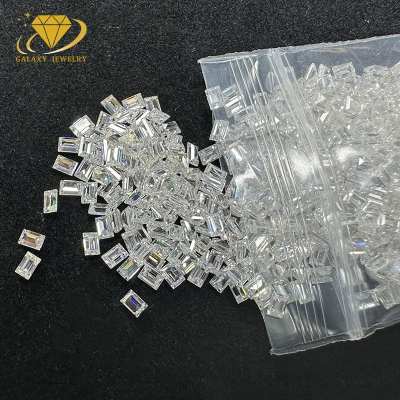 Synthetic VVS White DEF Color Baguette Cut Color Play Third Party Certified Meilo Moissanite Small Size 1.5*2mm to 3*5mm