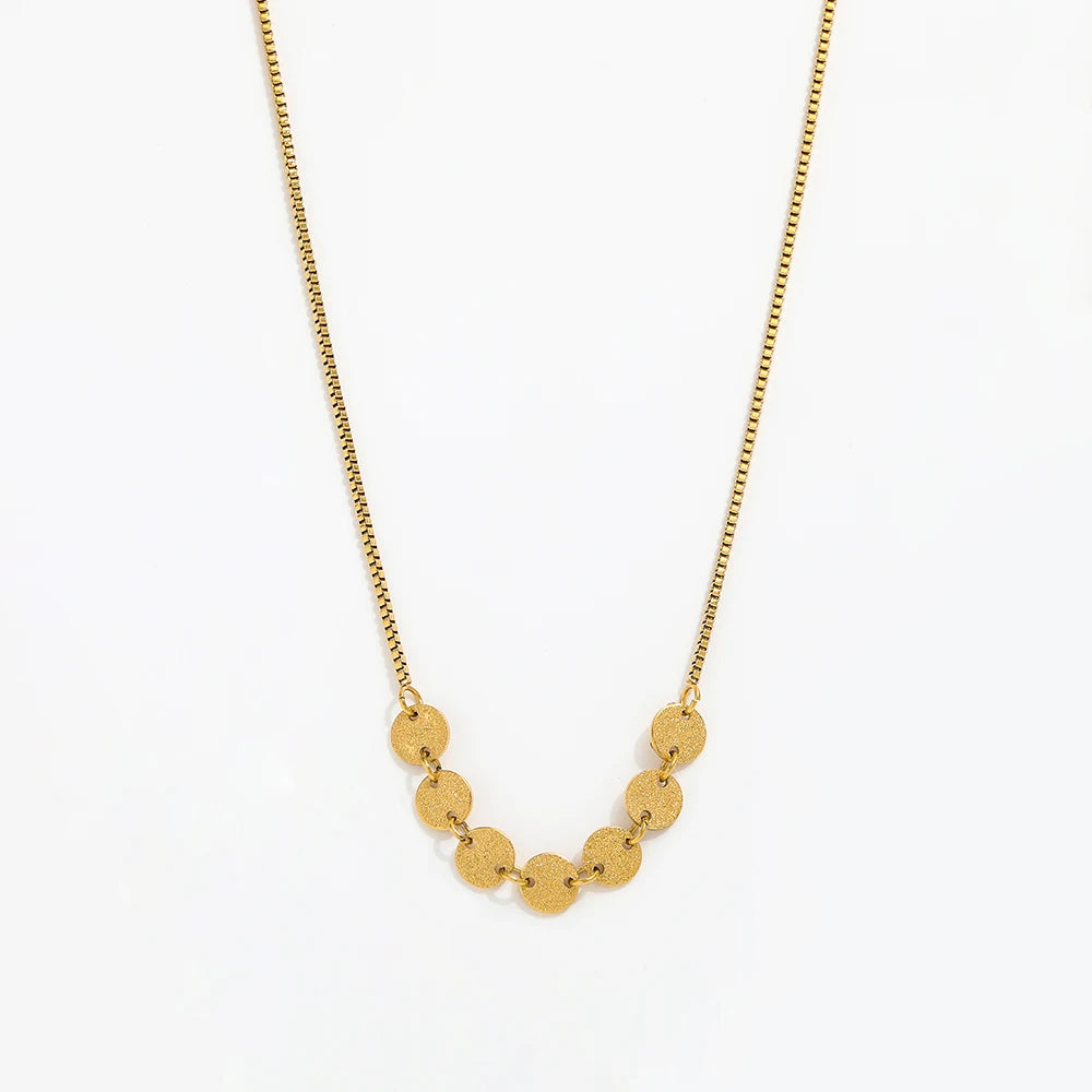 Joolim  18k Gold Plated Jewelry Wholesale Matte Gold Dot Pendant Necklace Vintage Stainless Steel Fashion Jewelry