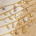 Trendy Geometric Design Stainless Steel Titanium Steel Necklace Ocean Shell Pendant Waterproof Pearl Charm Classic Gold Plated