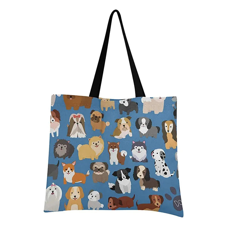 Fashion Cartoons Animals Custom Heat Sublimation Printed Cute Multifunction Hand Eco Friendly Canvas Cotton Shopping  Bag