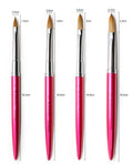 Hot Pink Metal Handle Crimped 100% Kolinsky Acrylic Nail Brush Quality Soft Sable Hair Nail Drawing Brush for Manicure Powder