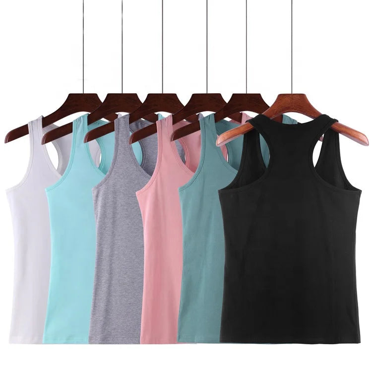 Wholesale Cotton Fitness Sports Athletic Workout Gym Yoga Vest Lady Girl Tank Top Summer Sleeveless Women's Singlet Tank Tops