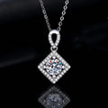S925 Sterling Silver Luxury Inlaid square 1 Carat Moissanite Pendant Necklace Women's Engagement Wedding Gift