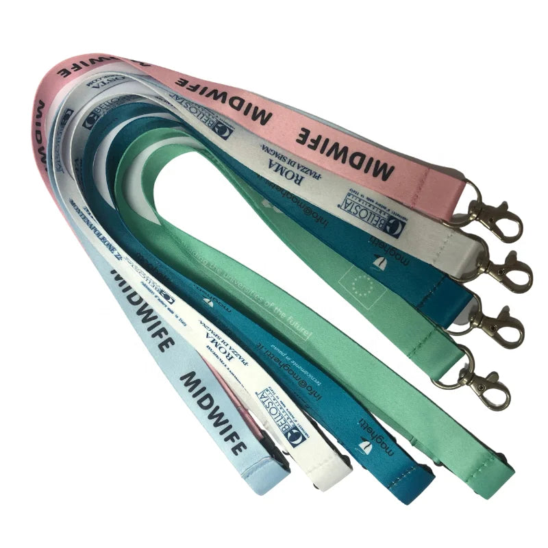 Wholesale Designer Custom Dye Sublimation Polyester for Pink Lanyards with Logo Includes Accessory Hook for ID Badge Holder