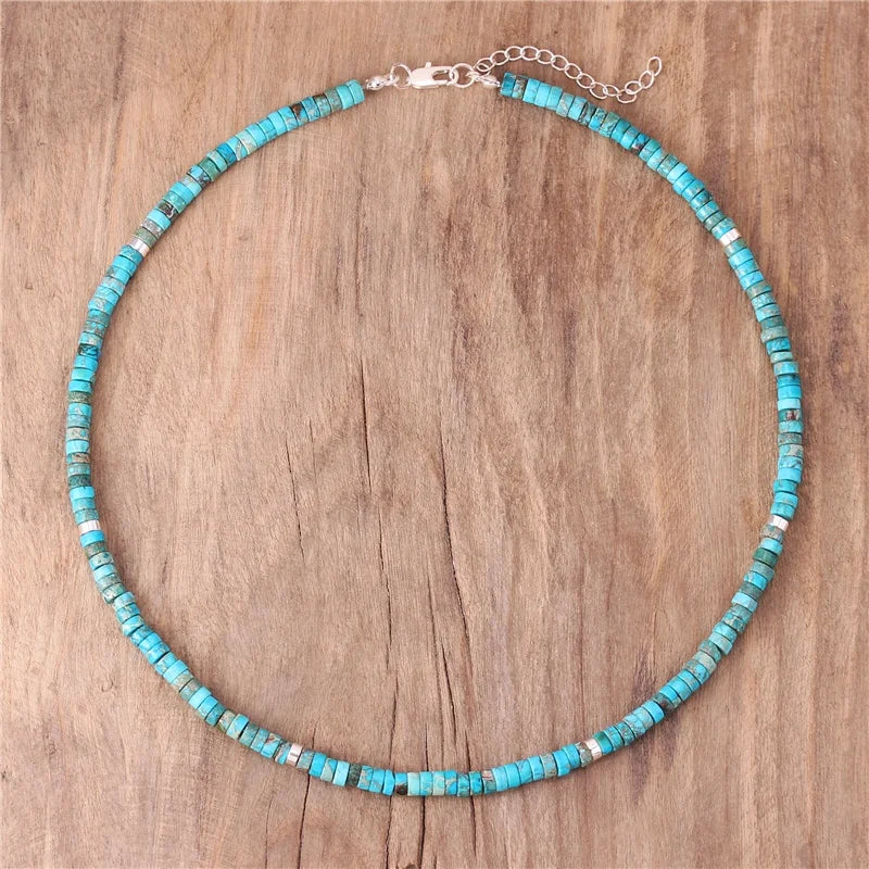 Bohemian Natural Stone Imperial Jasper Beads Choker Necklace Boho Statement Torques Collar Necklace Tile Jewelry Dropshipping