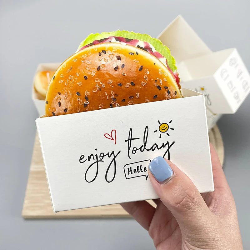 Take Out square Food Container Breakfast Sandwich Toast Bread Burger Cake Paper Box