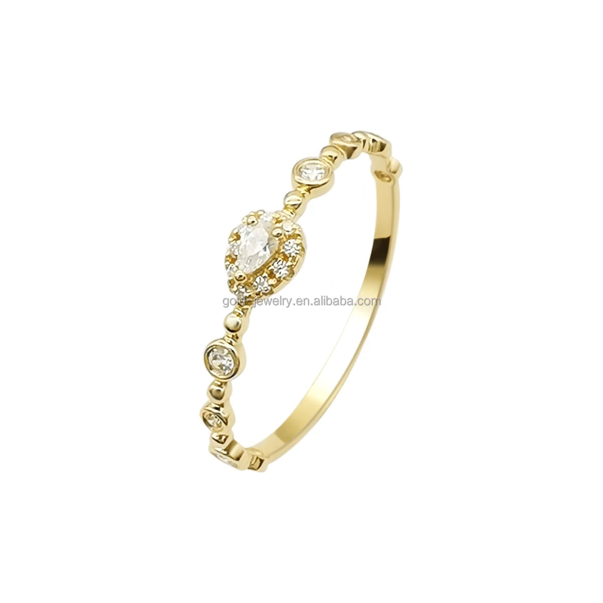 Factory Wholesale Women Finger Ring Jewelry Women Gold Engagement Ring with Cubic Zircon Stone 14K Real Gold Yellow Gold Cross