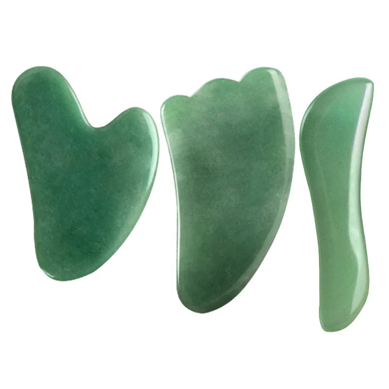 DIY Wholesale 3Pcs Traditional Green Aventurine Gua Sha for Face Lifting Acupressure Lymphatic Drainage Anti Aging