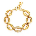 Punk Bamboo Texture Link Chain Bracelets Fashion Statement Cubic Zirconia Gold Plated Brass Pulseras for Women Jewelry
