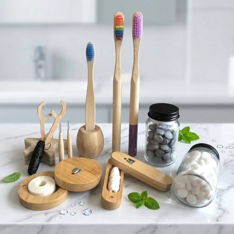 Eco-friendly Biodegradable Floss Pick 30m/50m Customizable Length Dental Flosser Kit Natural Bamboo Charcoal Dental Floss