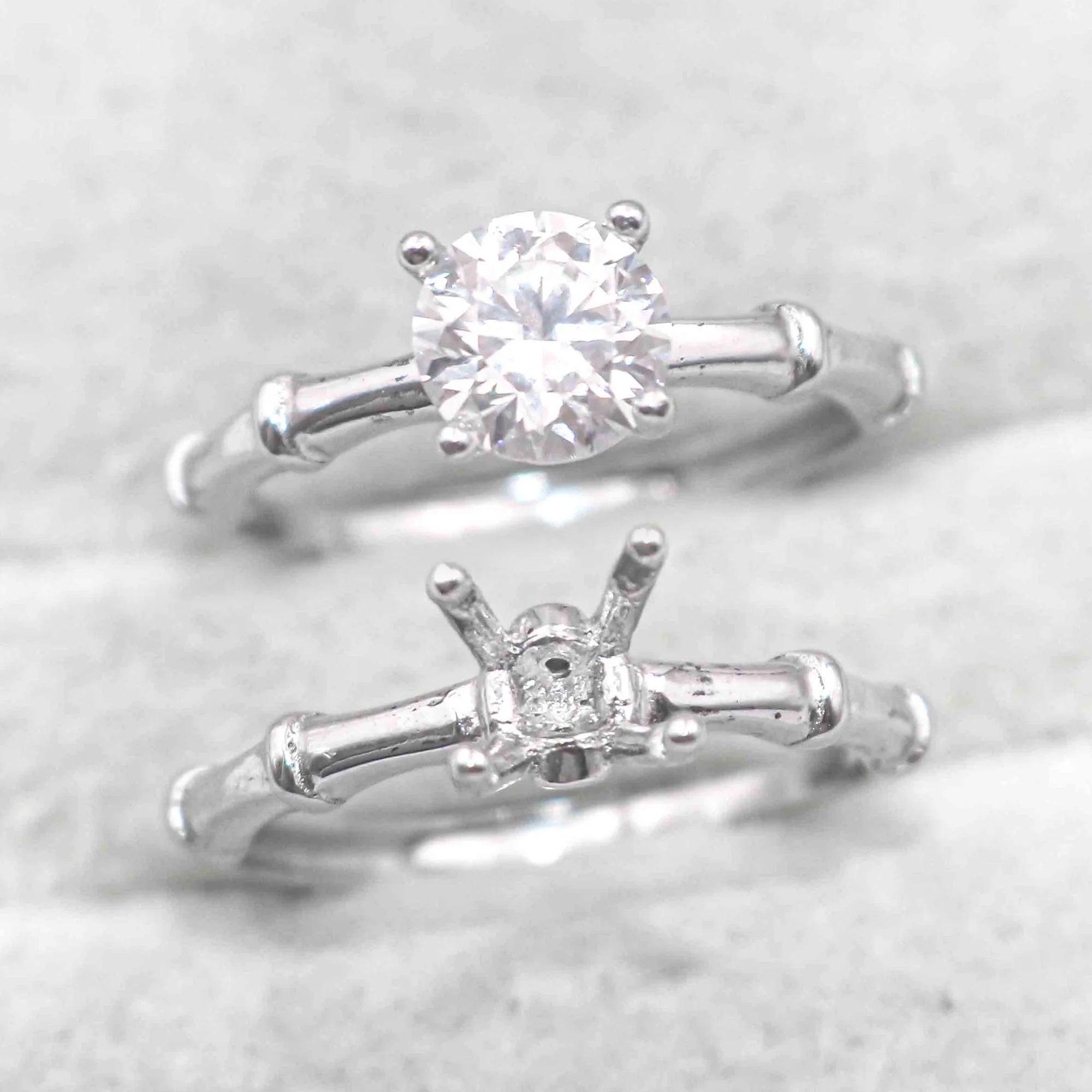 Sterling Silver 6.5mm/1 Carat Semi Mount Ring Frame Blank Moissanite Diamond Setting Base Without Center Stone Inlay for DIY
