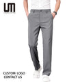 Custom logo Summer Collection Men's Fashionable Thin Ice Silk Slim Straight Pants Lightweight Business/Casual Formal Mid Waist