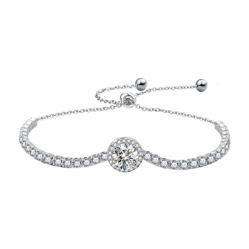 Luxury S925 Sterling Silver Moissanite Premium Bracelet Elegant Bangles