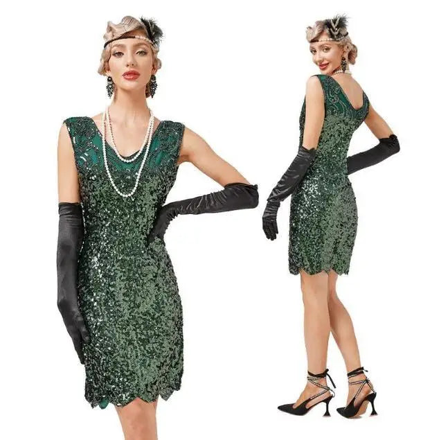 Ecowalson   1920s Flapper Dress Roaring 20s Great Gatsby Costume Dress Fringed Embellished Dress