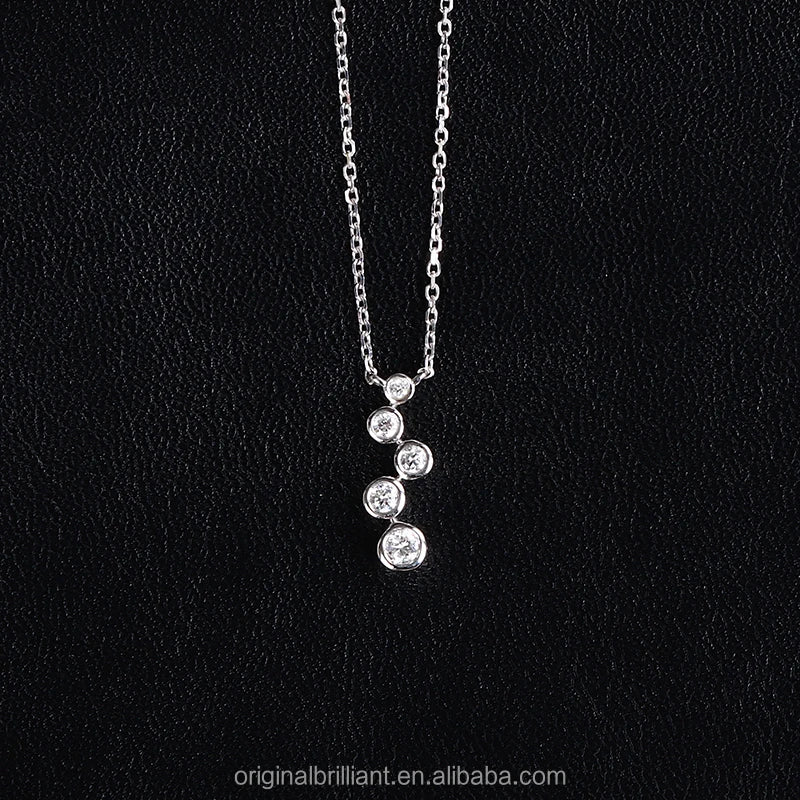 Starsgem Fashion Design Jewelry 18k White Gold Pendant Lab Diamonds Necklace