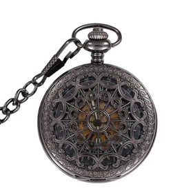 Black Mechanical Watches Manual Web Roman Automatic Mechanical Pocket Watches