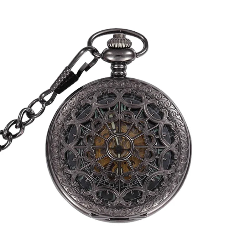 Black Mechanical Watches Manual Web Roman Automatic Mechanical Pocket Watches
