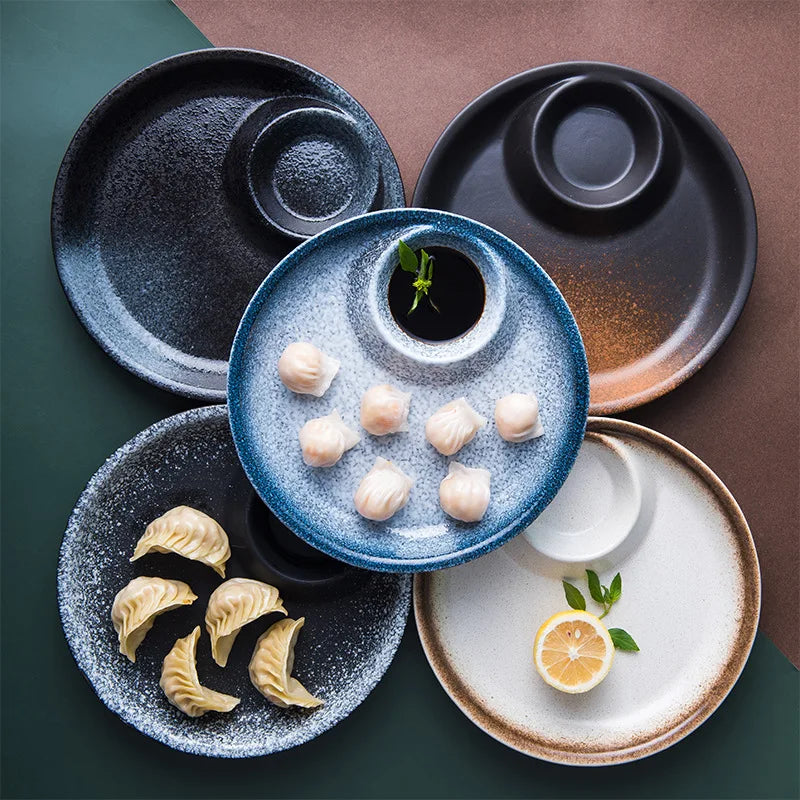 Japanese Dedicative Restaurant Eco-Friendly Ceramic Porcelain Square Plate for Serving Dumplings