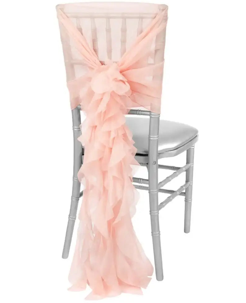 Best Selling Ruffled Chair Back Bow Fancy Chair Cover Sash for Hotel Banquet Wedding Party Decoration