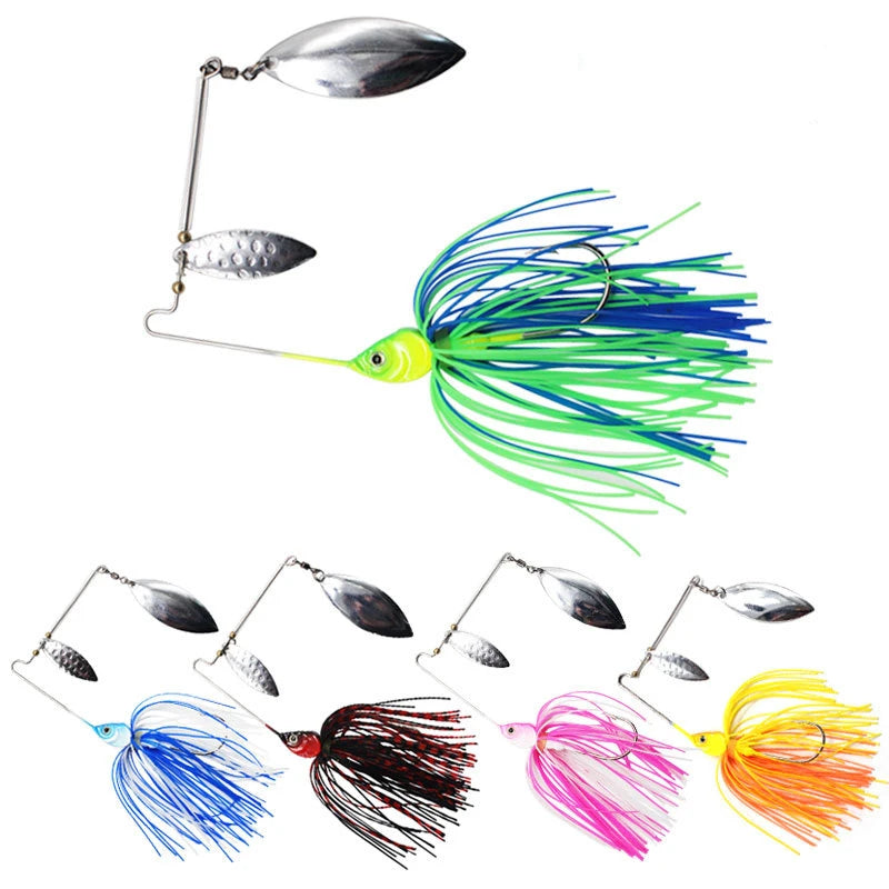 Artificial Bait Rotating Sequin Spinner Spoons Fish Buzz Bait Fishing Lure