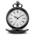 Smooth Custom Gift Table Set Piece Roman Numerals True Shell Surface Black Laser Carved Quartz Pocket Watch for Men