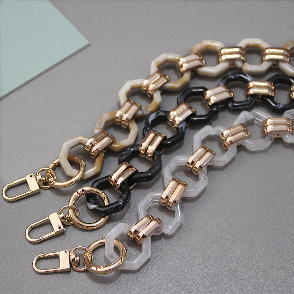 ZONESIN Wholesale Vintage Octagon Gold Metal Chain Bag Acrylic Straps