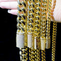 Size 8MM 10MM 12MM 14MM VVS1 Moissanite Diamond Stainless Steel Wholesale Cuban Chain Necklace