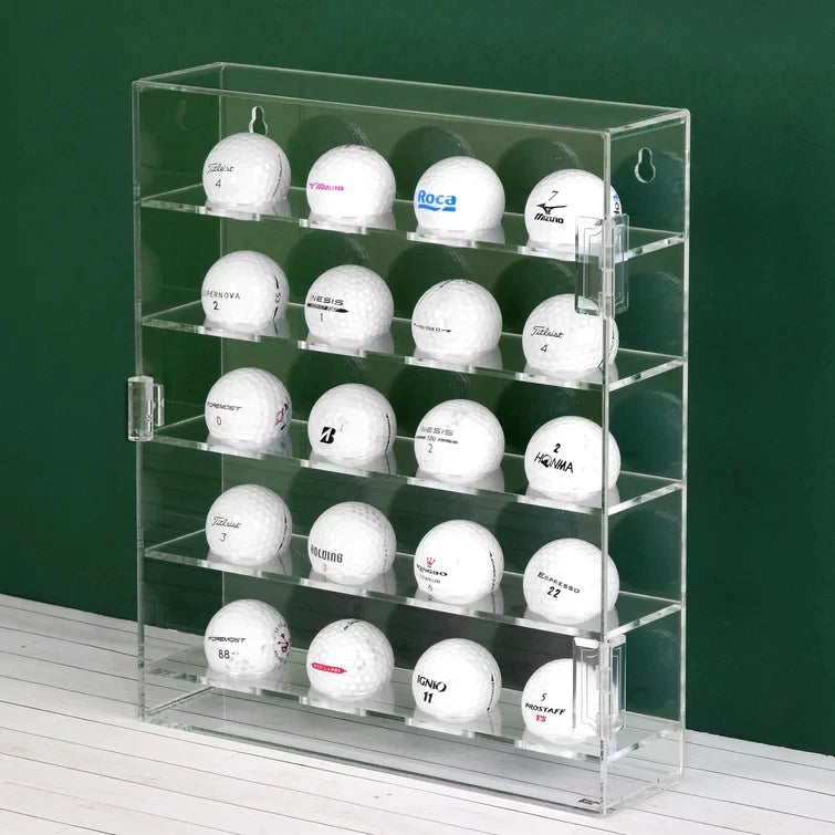 Handmade Wall Mounted Acrylic Display Case for 20 Golf Balls