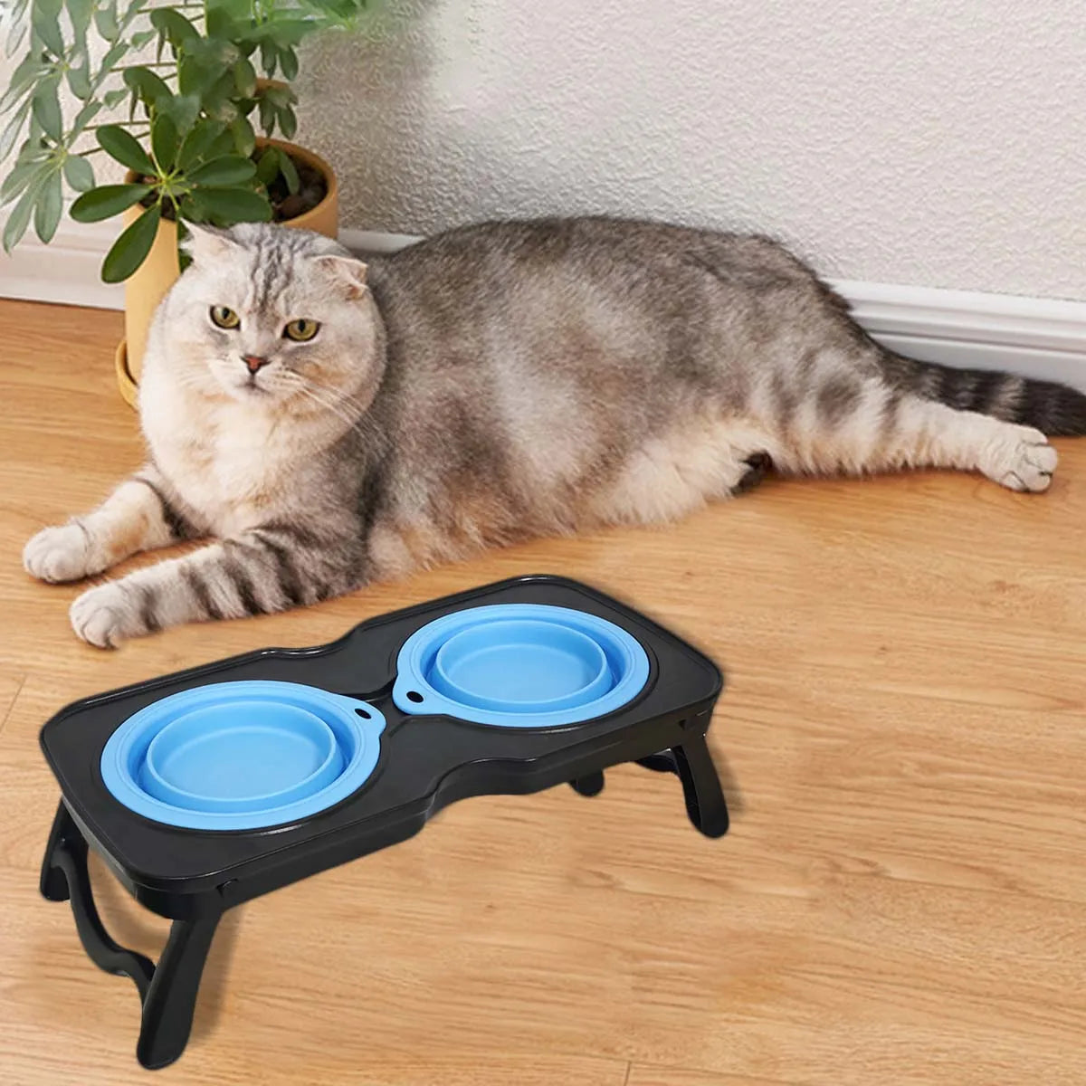 Convenient Travel Food & Water 2-in-1 Collapsible Silicone Pet Bowl Dogs Multi-Functional Outdoor Use Waterproof IPX5 Solid