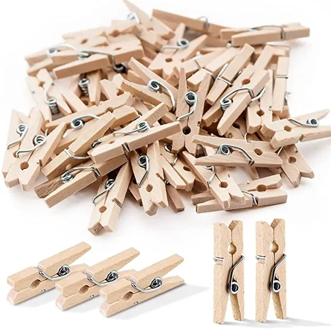 Tailai Natural Wood Strong Grip Holder to Dry Laundry Clothesline Hanging Rack Bag Clips Crafts Photos Wooden Clothespins.