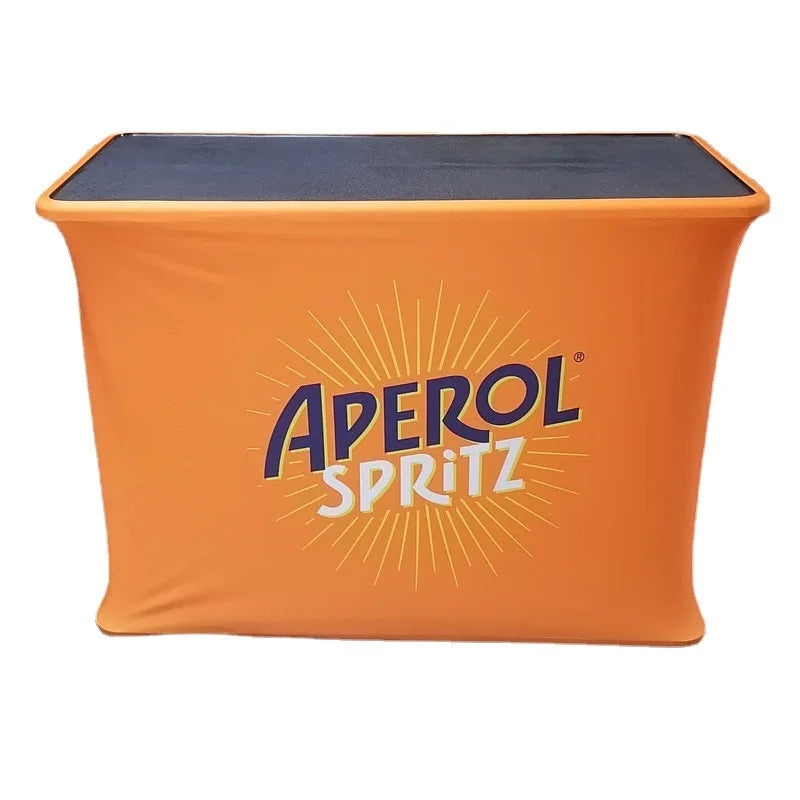 Free Design Recyclable Rectangle Round Shape Tension Fabric Counter Trade Show Booth Exhibition Display Pop up Table