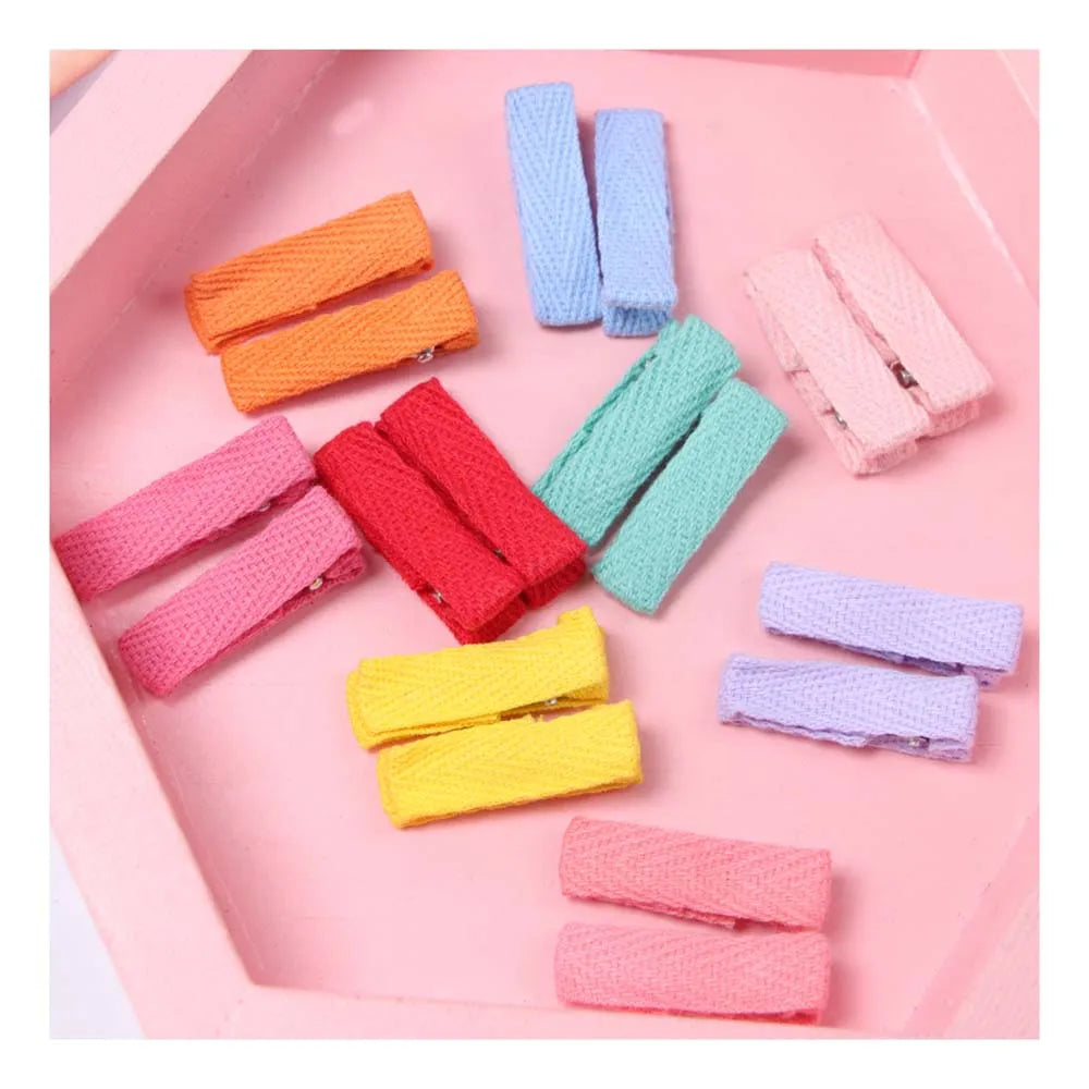 Mixed Candy Colors Ribbon Covered Lined Alligator Hair Clips Pins Hairdressing Single Prong Hairpin for Craft DIY