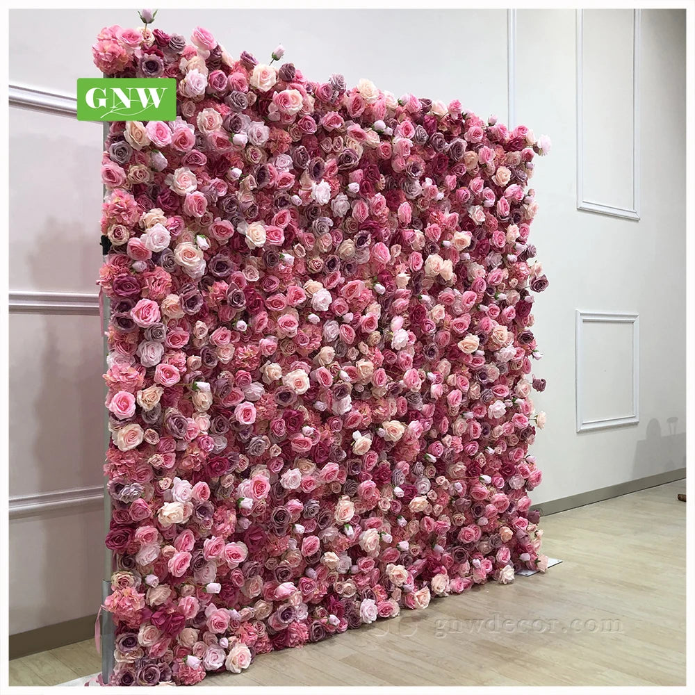 GNW Best Selling pink Flower Wall for Backdrop Decoration