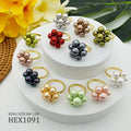 Hot Sale Hawaiian Pearl Rings Gold Flower Ring Women Black Custom Pearl Ring for Hawaii Gifts