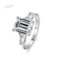 Classic 925 Silver 4 Carat Emerald Cut Pass Diamond Test D Color  Moissanite Wedding Ring with GRA Certificate Jewelry for Women