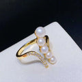 Net Red Hot Style 18K Gold-Plated Freshwater Pearl Ring with Zircon Open Design and Gradient Sizes for Engagement or Wedding