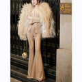 A7622 Womens Clothing Top Quality Sequined Whole Body Glitter Outfit Women Suits & Tuxedo Khaki Black