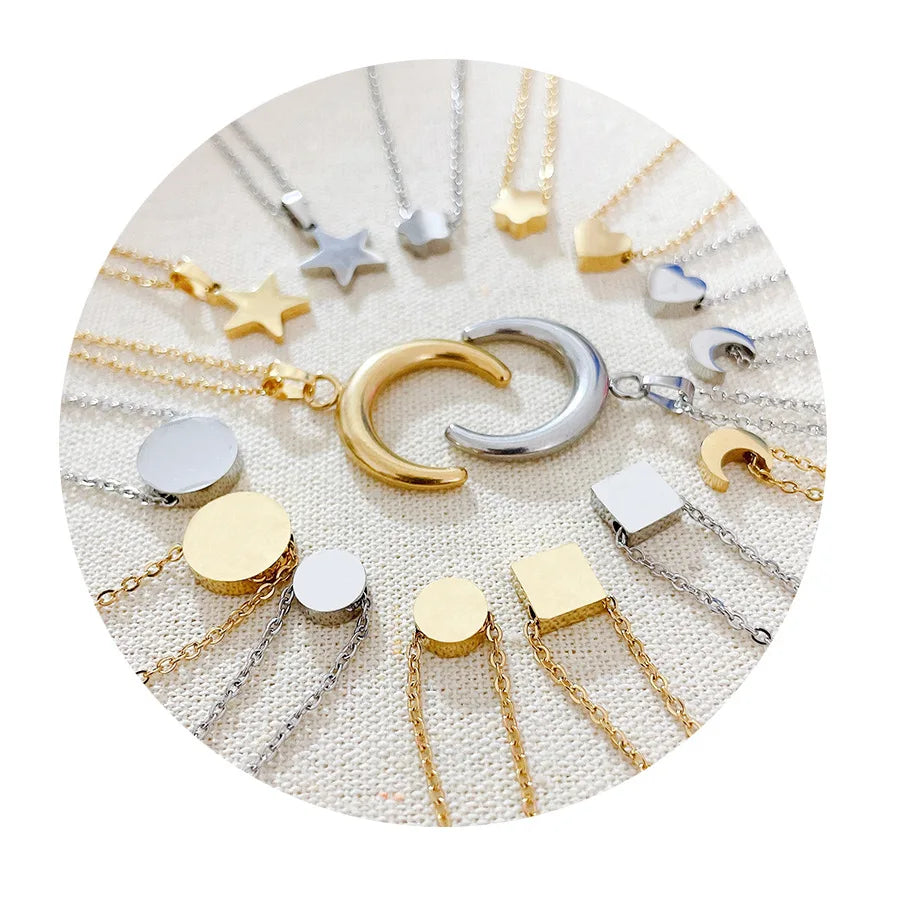 Fashion Jewelry Necklace Gold/Silver Plated Custom Dainty Pendant Stainless Steel Link Chains Necklace for Children Women
