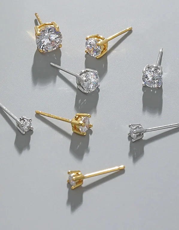 Classic Design 925 Sterling Silver Simple Square Four Paws Inlay Zircon Stud Earring for Women ET405