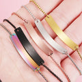 Wholesale Customized Laser Engravable Curved Rectangular Strip Adjustable Bracelet Long Distance Jewelry Bracelet for Couples