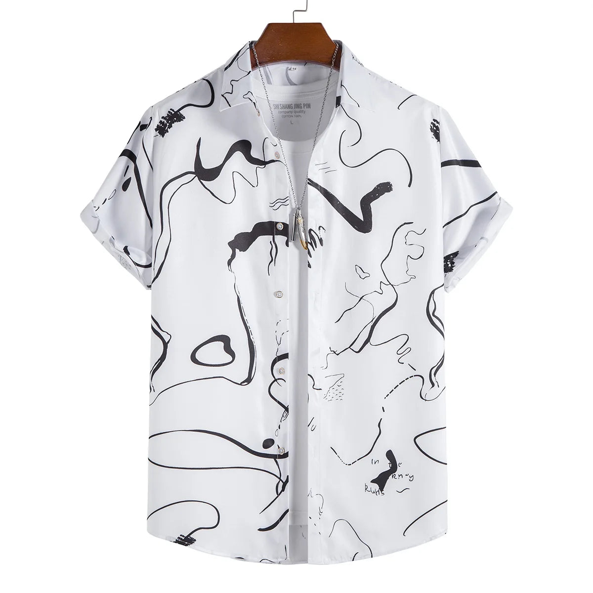 2026 New Men's Shirt Trend Fashion Loose Digital Print Casual Short Sleeve Shirt